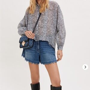 Maje Tilted floral shirt in printed jacquard